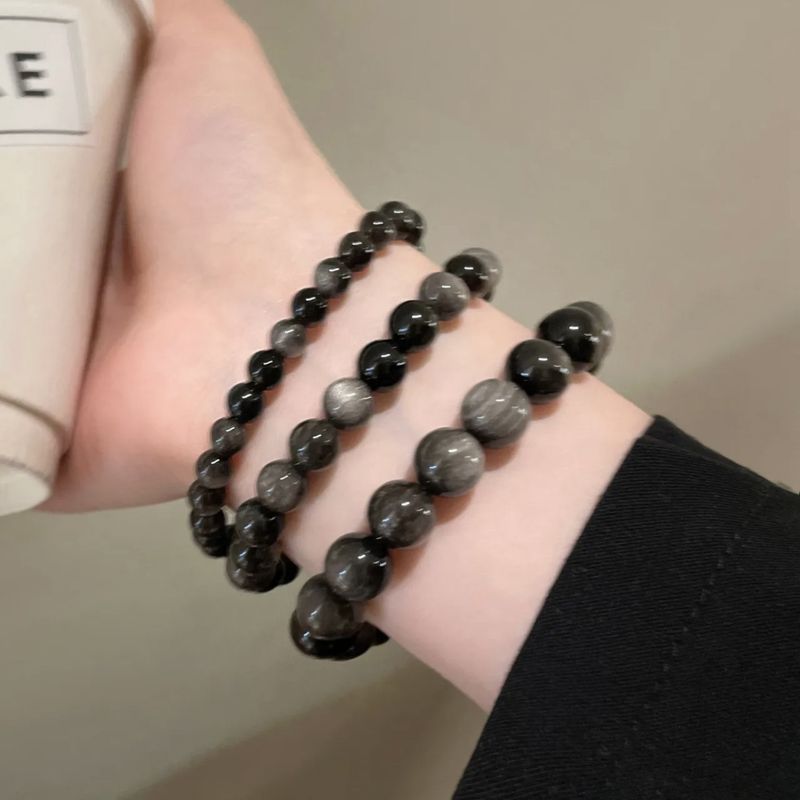 Sommer-Obsidian-Armband, Atmosphäre, mehrschichtiger Naturstein, Perlenschmuck, Licht 2025, High-End-Geschenk für die Freundin_voghion.com