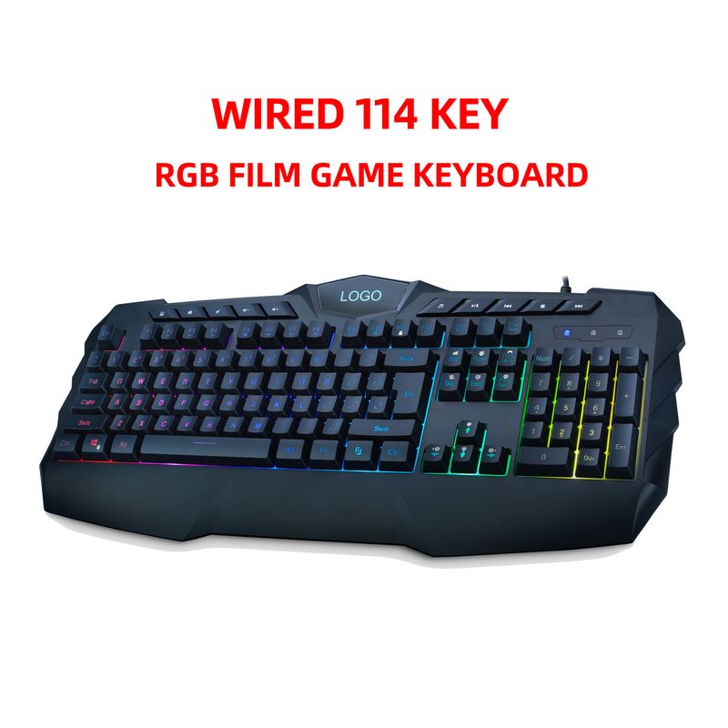 New 114 key wired mechanical touch film with RGB backlight and multimedia gaming computer keyboard_voghion.com