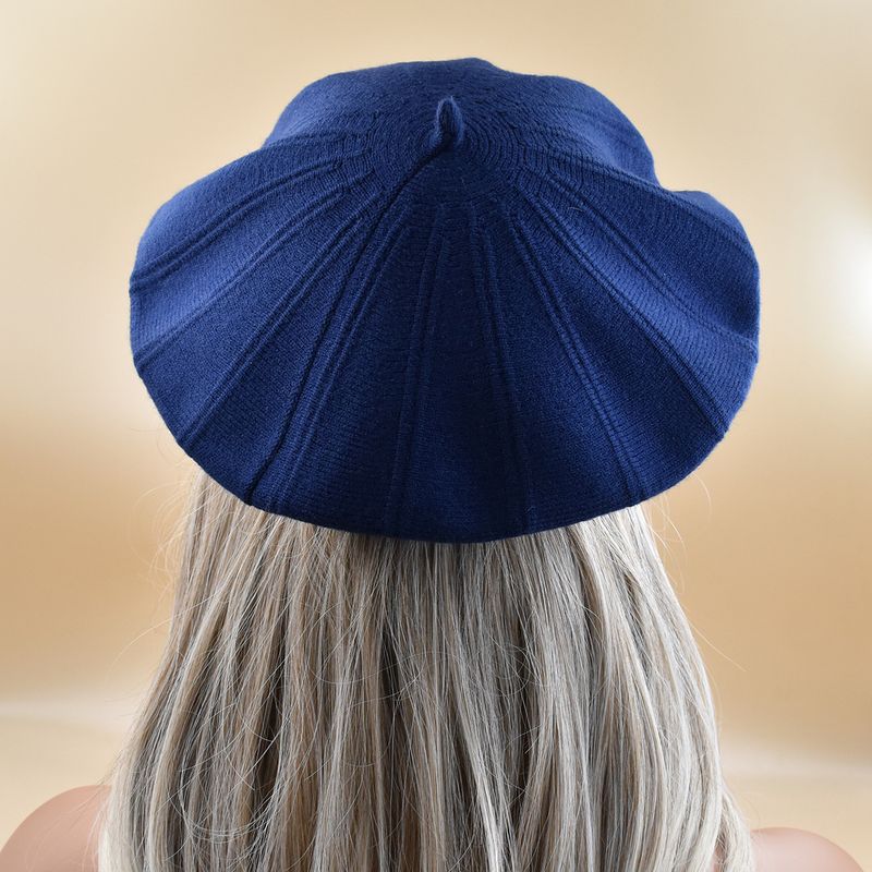 Unisex Hat knitted striped painter hat Beret Lady little Freshbud hat_voghion.com