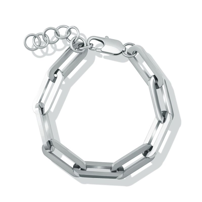 Bracciale minimalista alla moda in acciaio inossidabile placcato oro con graffetta, pesante catena geometrica, lucidato a specchio, stile hip-hop street_voghion.com