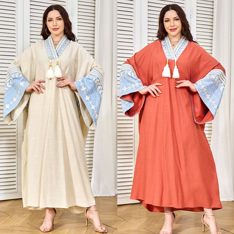 Abito da sera musulmano elegante con ricamo di perline Dubai Türkiye del 2025_voghion.com
