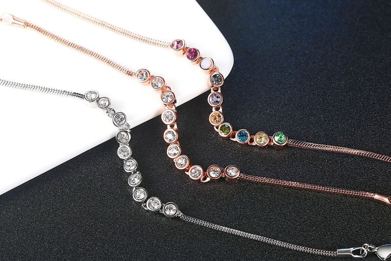 Unisex Mode Einfach Heißer Verkauf frauen Kette Armband Rose Gold Überzogene Farbige Zirkon Schmuck_voghion.com