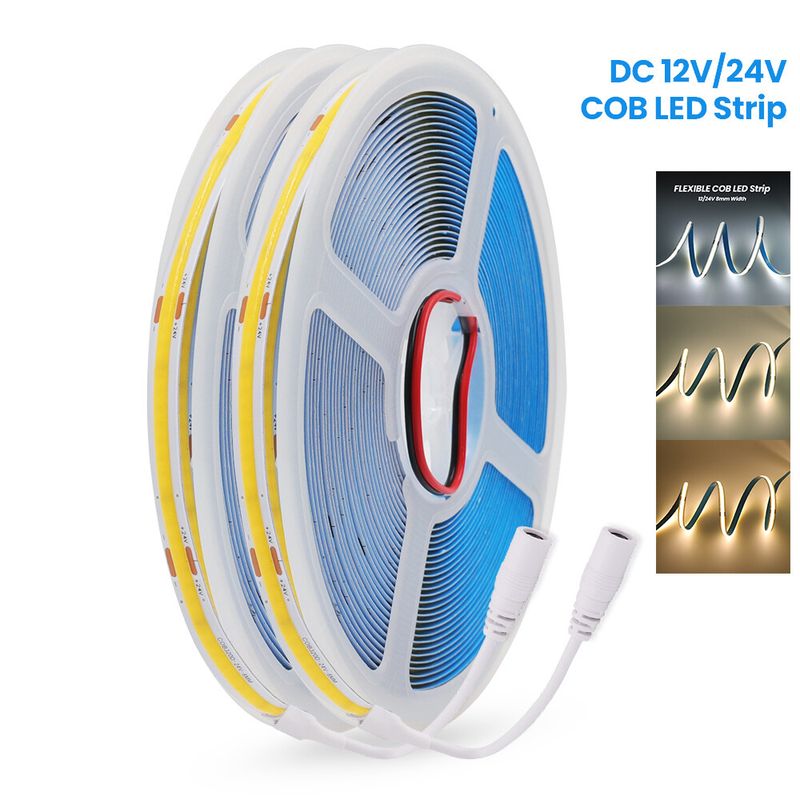 COB LED Streifen Licht Flexible Band Lichter Hause DIY Beleuchtung Weiß Warm DC12V UK_voghion.com