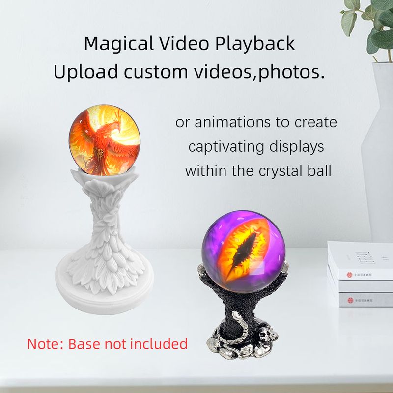 Schermo elettronico personalizzabile con sfera di vetro per video in cristallo 3D, regalo perfetto per commemorare coppie e animali domestici._voghion.com