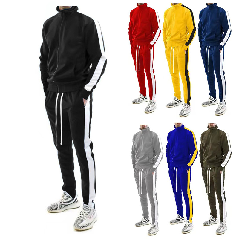 2023 Spring And Autumn New Casual Customizable Men's Youth Stand Collar Trendy Sports Suit_voghion.com