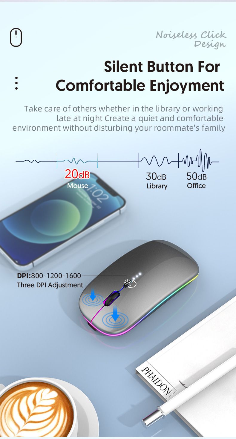 Vezeték nélküli Bluetooth némítás töltő egér C típusú interfész töltés megjelenítheti az okostelefonok és táblagépek töltését_voghion.com