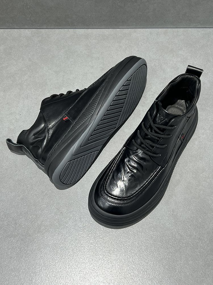 Bottines montantes tendance automne 2024, doublées polaire, chaudes et polyvalentes, en cuir véritable, style décontracté pour homme_voghion.com