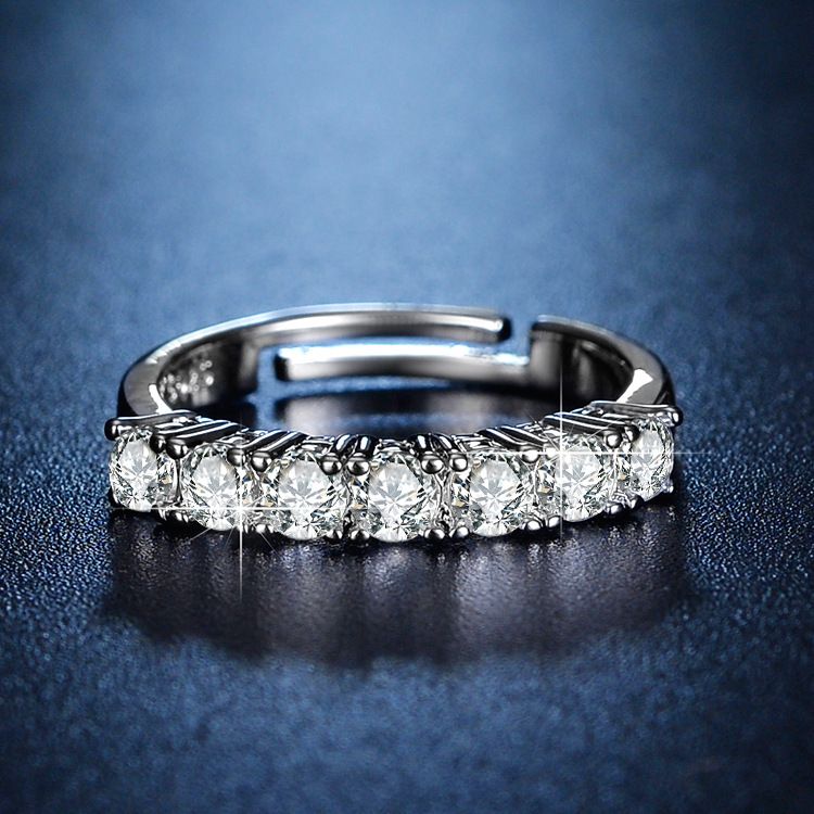 Live streaming light luxury design fashionable diamond inlaid moissanite one carat open zircon ring for women_voghion.com