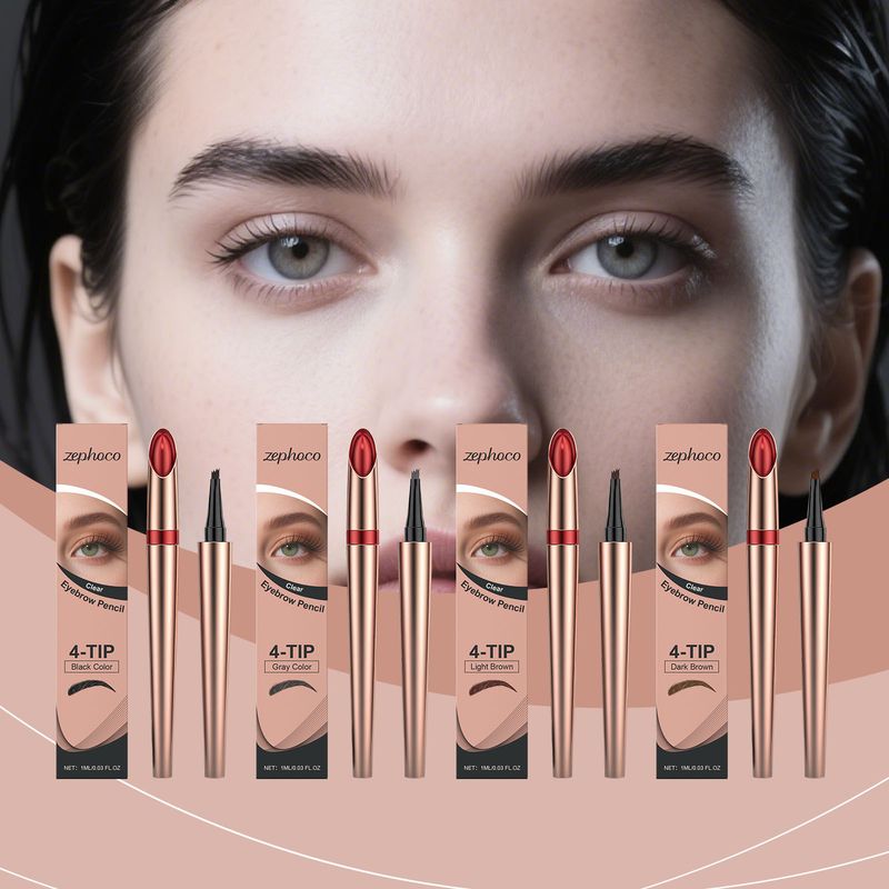 Zephoco Waterproof Four-Prong Eyebrow Pencil Series Daily Long-Lasting Makeup Not To Smudge Multi-Use Easy For Beginners_voghion.com