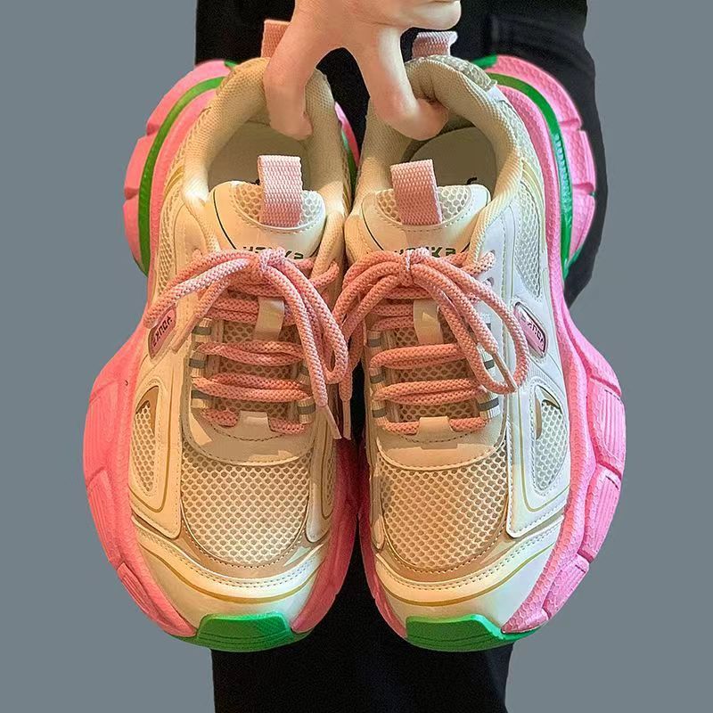 Dad Shoes For Women New Street Blasting Thick Soled Height Enhancing Versatile Foot Showing Small Casual Hong Kong Style Sports Shoes_voghion.com