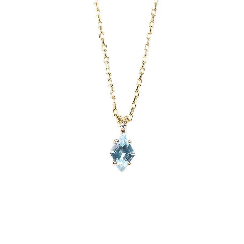 【 Rêve 】 Collier chaîne claviculaire en argent plaqué topaze étoile du soir coucher de soleil tempérament féminin_voghion.com