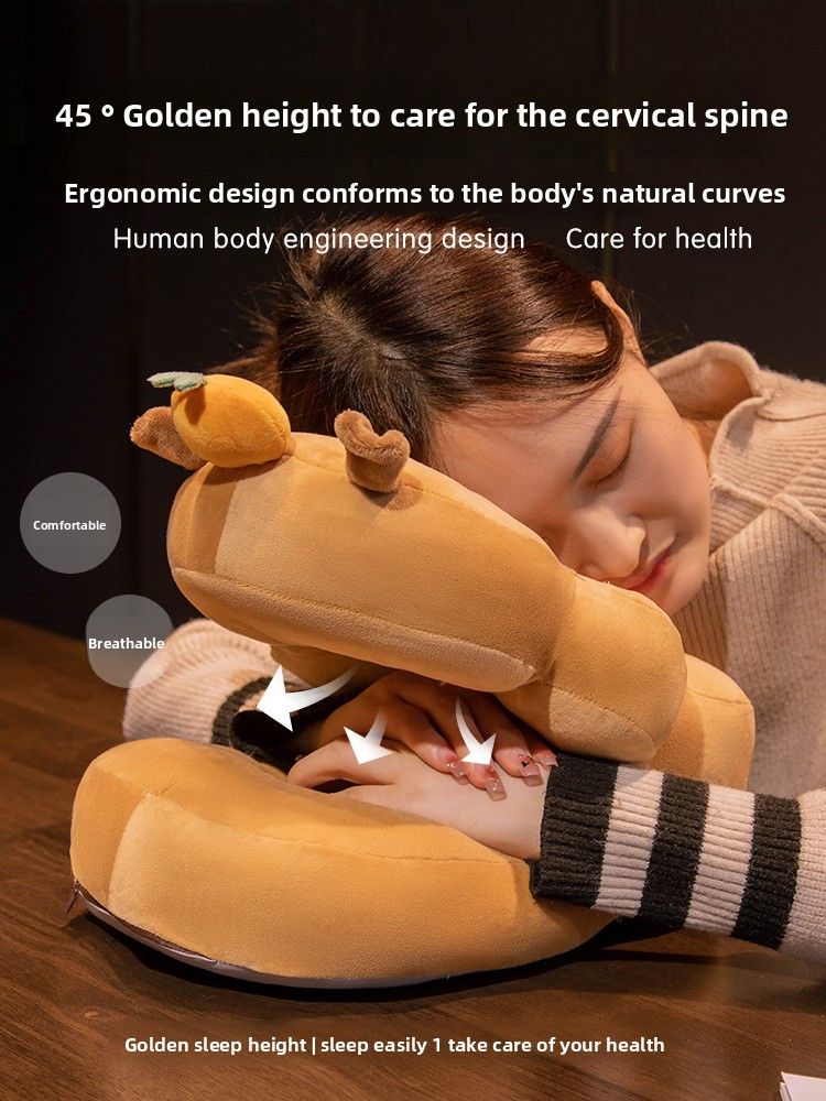 Cuscino per dormire in seta ghiacciata per bambini, per studenti delle scuole elementari, Kapibara Office Nap Artifact_voghion.com