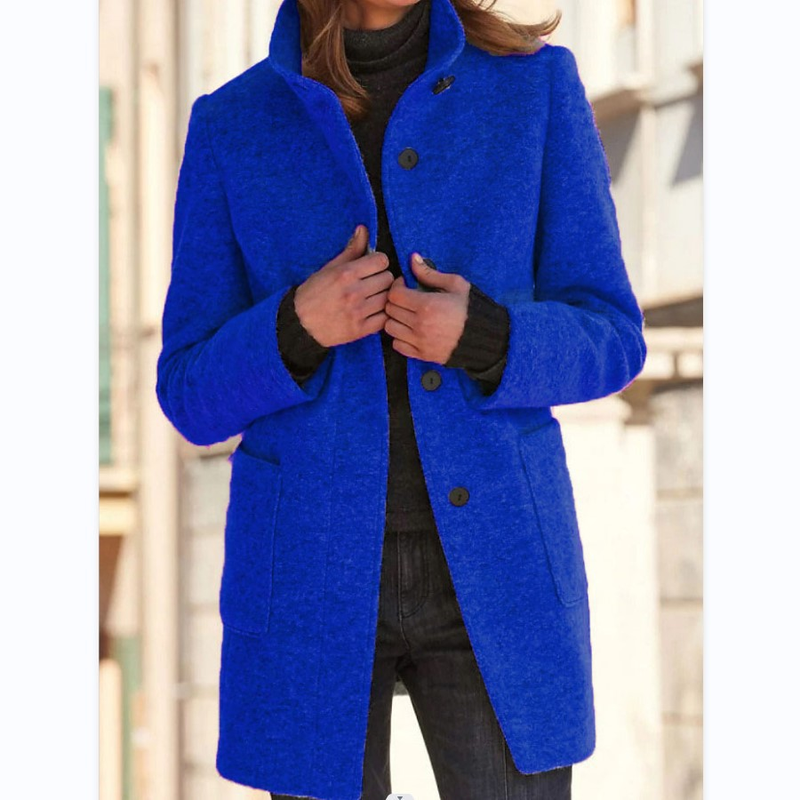 Vintage-Wollmantel mit Knöpfen für Damen_voghion.com