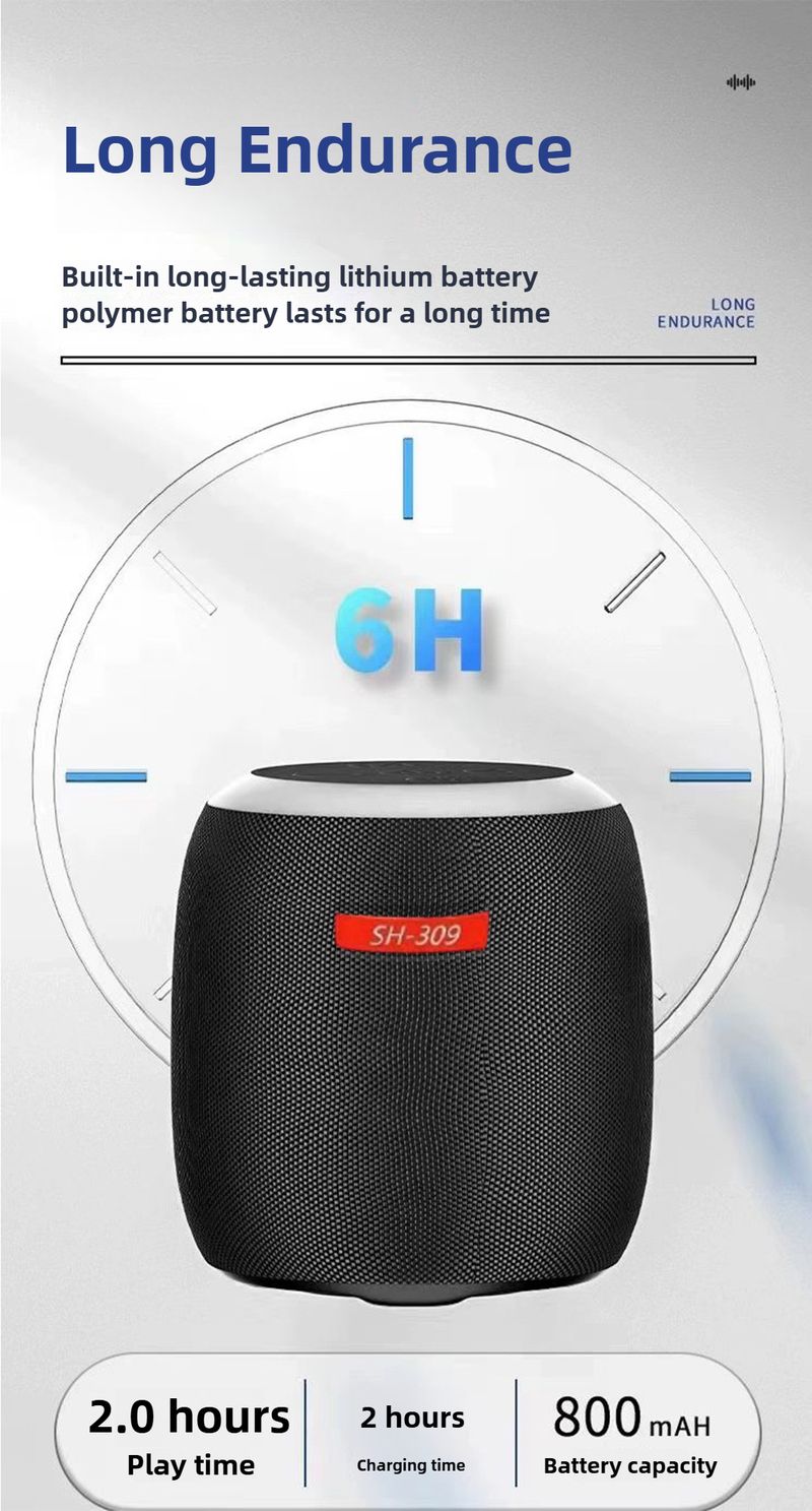 Głośnik Bluetooth SH309 z tkaniny, kolorowe oświetlenie, mała bateria, nowy dźwięk, jazda na świeżym powietrzu, sport_voghion.com