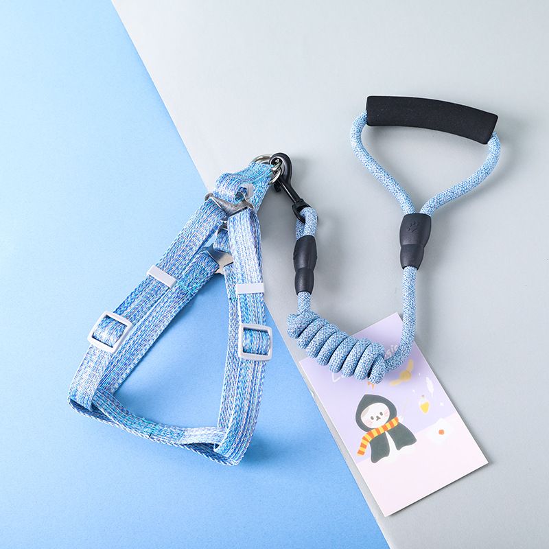 New Supplies Foam Handle Morandi Linen Round Rope Chest Harness Dog Pet Leash_voghion.com