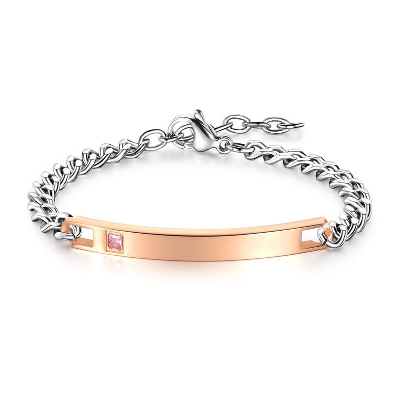 Braccialetto liscio OPK per coppia, in acciaio inossidabile con diamanti intarsiati, personalizzato, semplice, creativo, incisibile, in acciaio al titanio_voghion.com