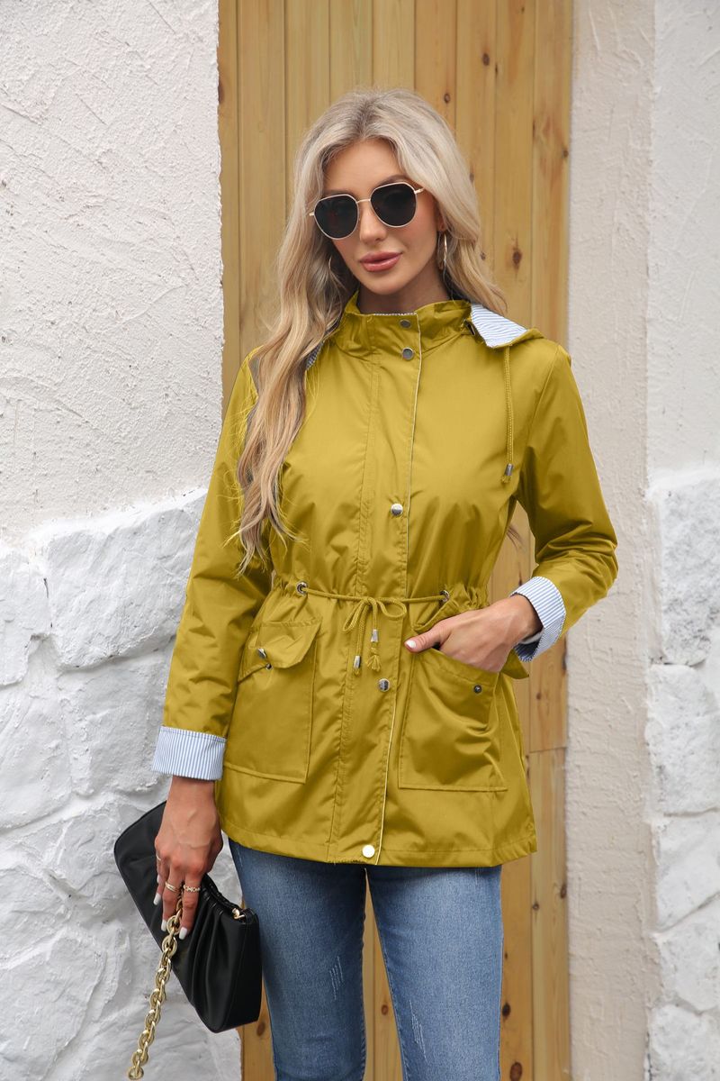 Neuer Trenchcoat mit abnehmbarem Hut für Damen; Damenmantel in Übergröße; Regenmantel für Damen_voghion.com