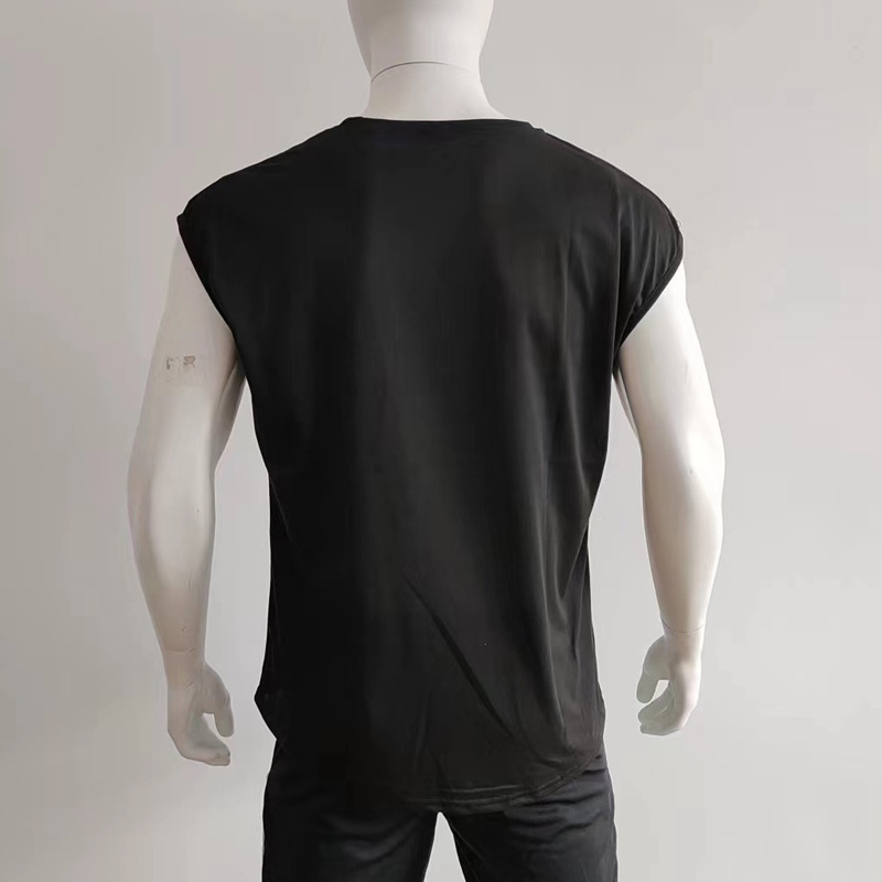Herren Sommer Ärmelloses T-Shirt Tops Casual Loose Solid Color Dünner Abschnitt Schulter Unterhemden_voghion.com