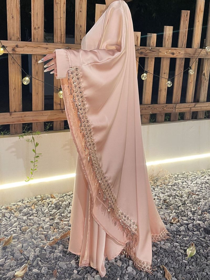 Women's Clothing Muslim Clothing Abaya Cape Tassel Dress Shawl Outer Skirt Suit_voghion.com