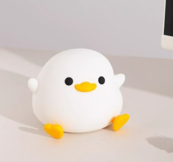 Lampe de chevet/bureau en silicone transfrontalière avec capteur anti-stress et lampe d'ambiance en forme de canard en peluche_voghion.com