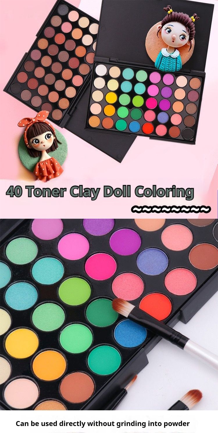 40 Färger Puder Rouge Flerfärgad Kombination Ögonskugga Nya Barn Bjd Sminkverktyg Toner Lera Special_voghion.com