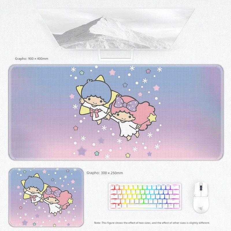 Little Gemini Mouse Keyboard Girls' Office Game Secondary Cartoon Notebook Desk Pad Thickened Oversized_voghion.com