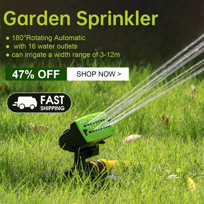 16 Lächer Gaardesprinkler 180° rotéierend automatesch Bewässerungssystem Outdoor Gaart Rasen Terrass Haff Waassersprüher_voghion.com