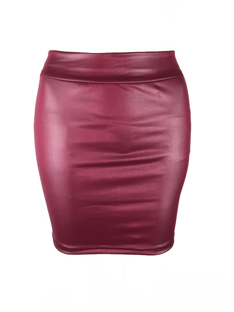 Women's imitation leather bottoming skirt, matte imitation leather skirt, imitation pu hip-covering skirt, summer skirt_voghion.com