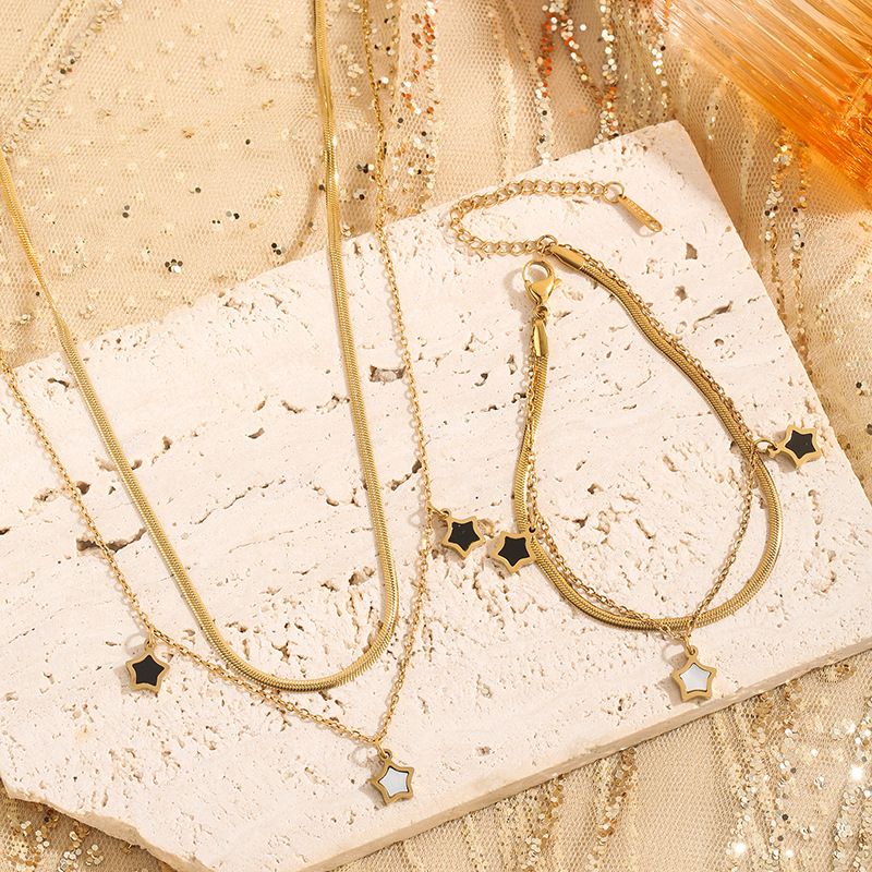 Colliers pour femmes, nouveau collier en or 14 carats avec étoile à cinq branches, chaîne de clavicule simple, design de niche, luxe léger et haut de gamme_voghion.com