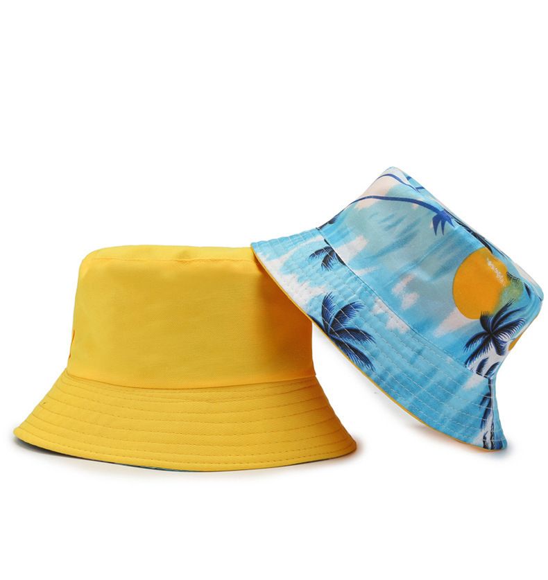 【】 Cappello da pescatore con protezione solare, alla moda, con parte superiore piatta, con bacino stampato, cappello pubblicitario per genitori e figli_voghion.com