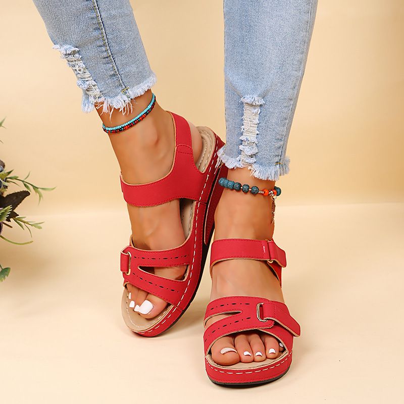 Sandales décontractées à grande taille pour femme, chaussures d'extérieur à scratch_voghion.com
