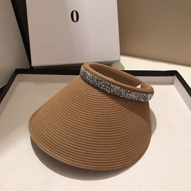 Nieuwe aankomsten Zonnebrandcrème Panama Lege Top Strohoeden voor vrouwen Zomerzonnescherm Zon Anti-UV Buiten Reizen Strand Vizier Hoed_voghion.com