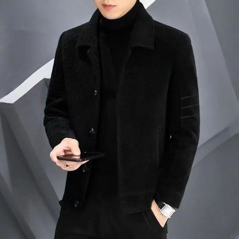 Ropa de hombre Abrigo de lana Abrigo con chaqueta de solapa de tweed grueso para hombre Todas las tendencias de invierno_voghion.com