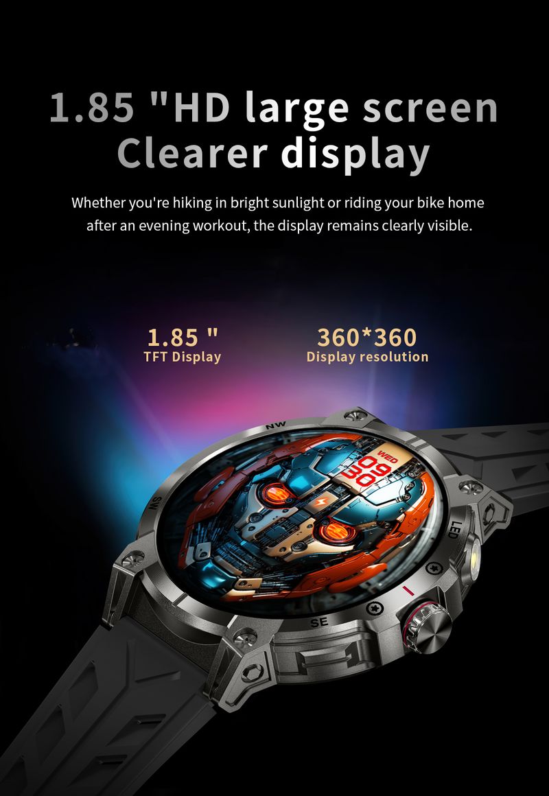LED Lighting Men's Smart Watch Heart Rate Monitoring Bluetooth Call 760mAH Large Battery GPS Trajectory IP68 Waterproof Fitness Smartwatch_voghion.com