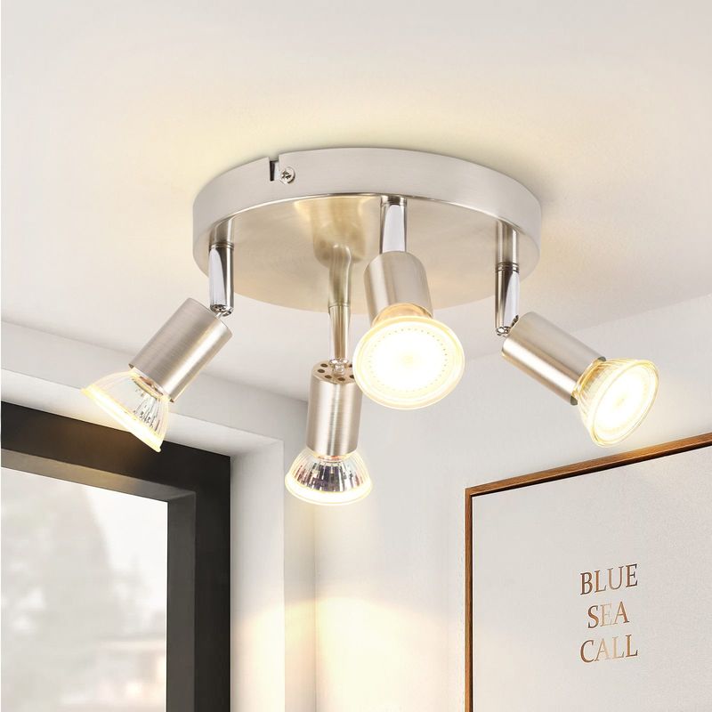 Glitzerlife LED Deckenstrahler Weiß Deckenspots - 4 Flammig Schwenkbar GU10 Metall Deckenlampe Moderne Wohnzimmerlampe Für Schlafzimmer Küche Gang Esszimmer_voghion.com
