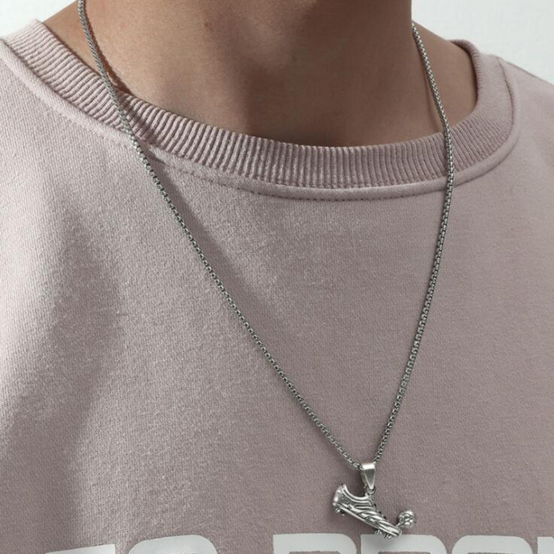 Men Hip hop Football Shoes Soccer Pendant Necklaces fashion Stainless Steel male charm pendants necklace HipHop jewelry gifts_voghion.com