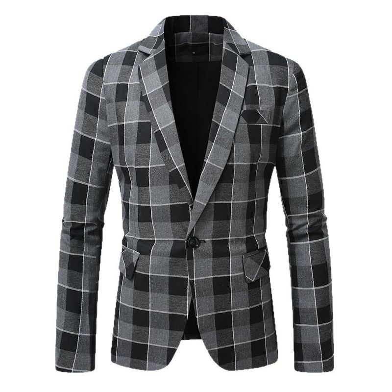 Giacca blazer monopetto a quadri versatile casual da uomo, nuova moda primavera 2025 CT_voghion.com