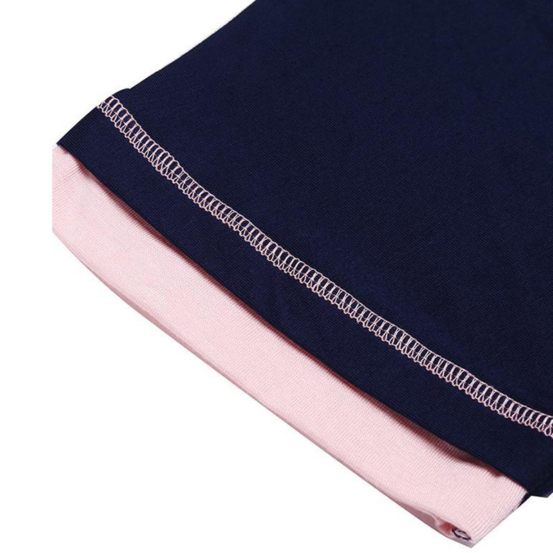 Abbigliamento da donna Nuovo comodo girocollo in cotone a maniche corte in cotone a colori larghi a contrasto Abbigliamento per la casa all'ingrosso_voghion.com