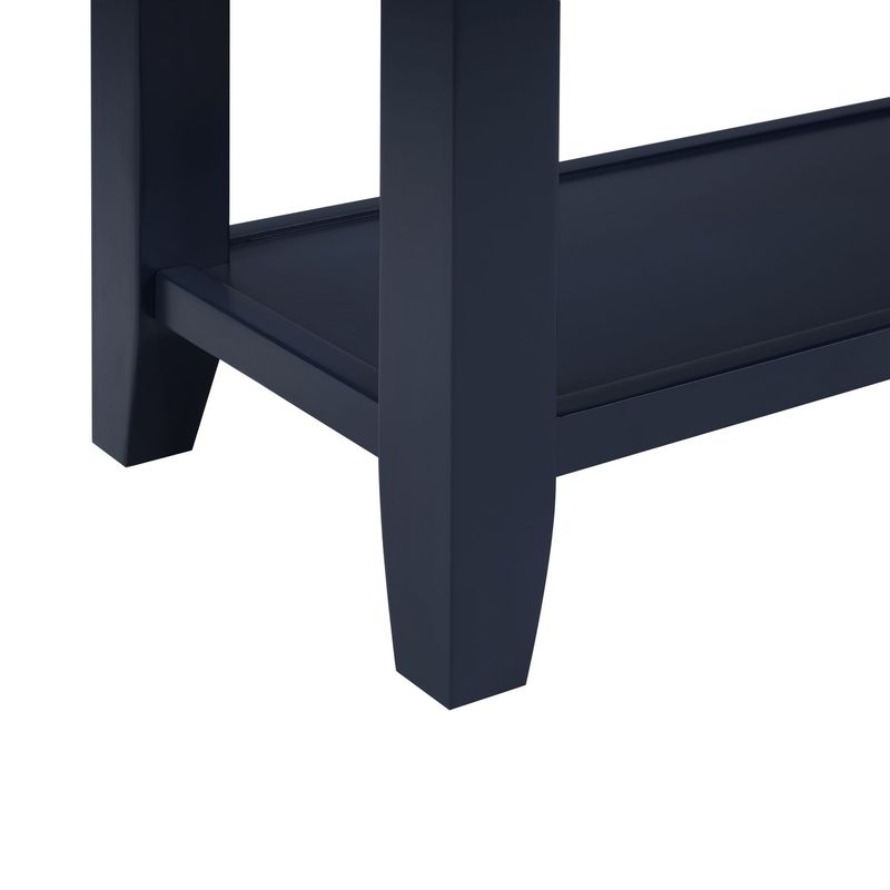 Retro Design Console Table With Two Open Shelves, Pine Solid Wood Frame And Legs For Living Room_voghion.com