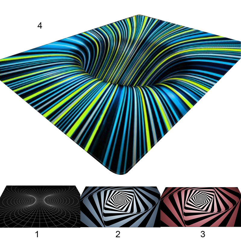 Sijiali Fußmatte, abstraktes geometrisches Muster, rutschfest, Polyester, maschinenwaschbar, 3D-Illusionsteppich für Schlafzimmer_voghion.com