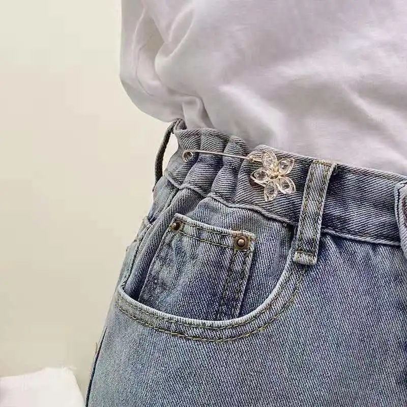 Pantaloni di grandi dimensioni vita a spillo piccolo vestiti fissi estate e autunno vita artefatto spilla pantaloni cintura regolazione fibbia_voghion.com