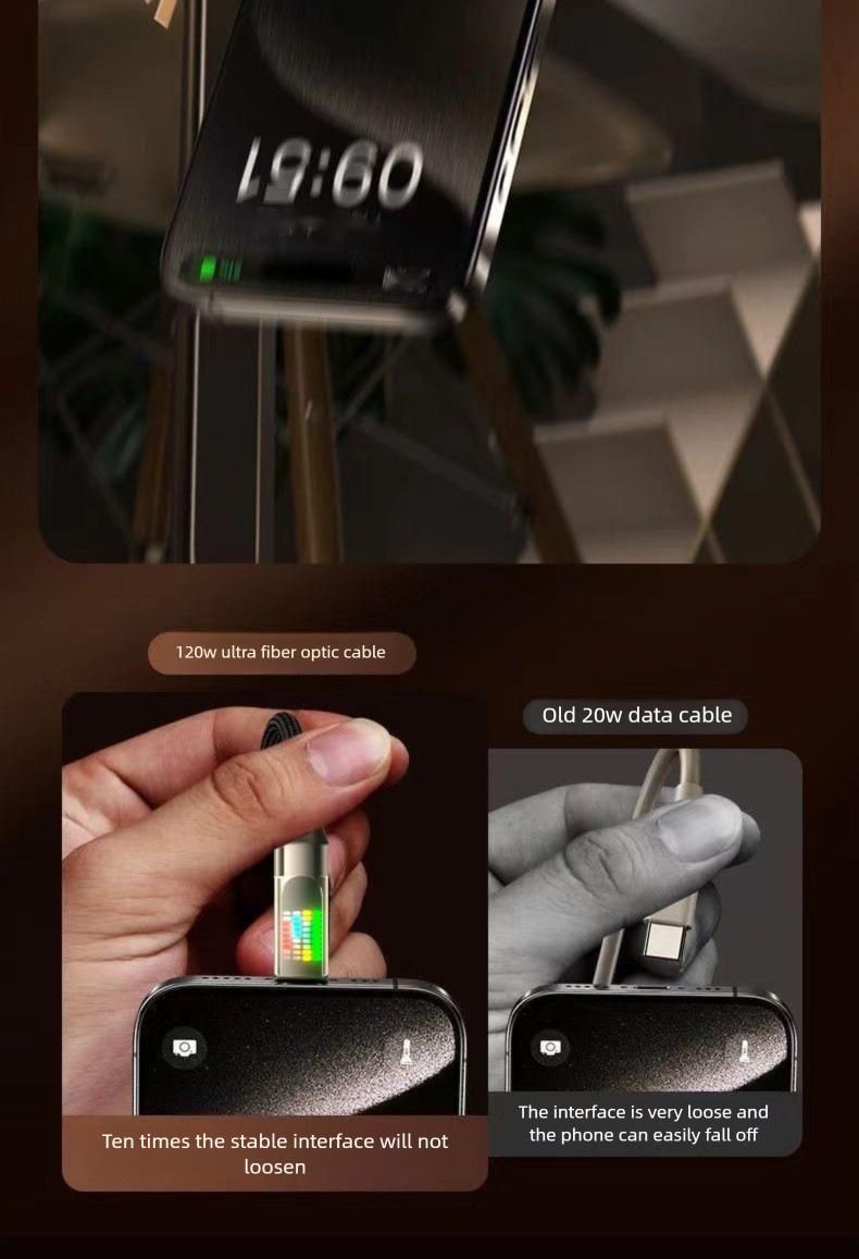 Luminous Meteor Light 10A Super Fast Data Dual Type-C Compatible With Huawei Xiaomi Vivo Mobile Phone Charging Cable_voghion.com