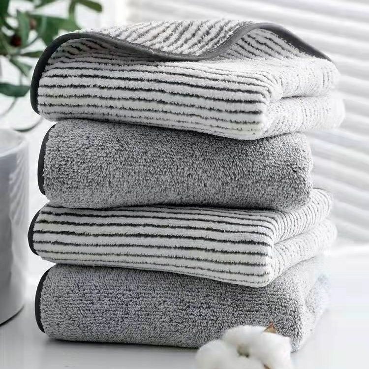 Großes Badetuch aus Fleece, super saugfähig, Handtuch, zweiteiliges Kombinationsset, gestreift, saugfähig, dick_voghion.com