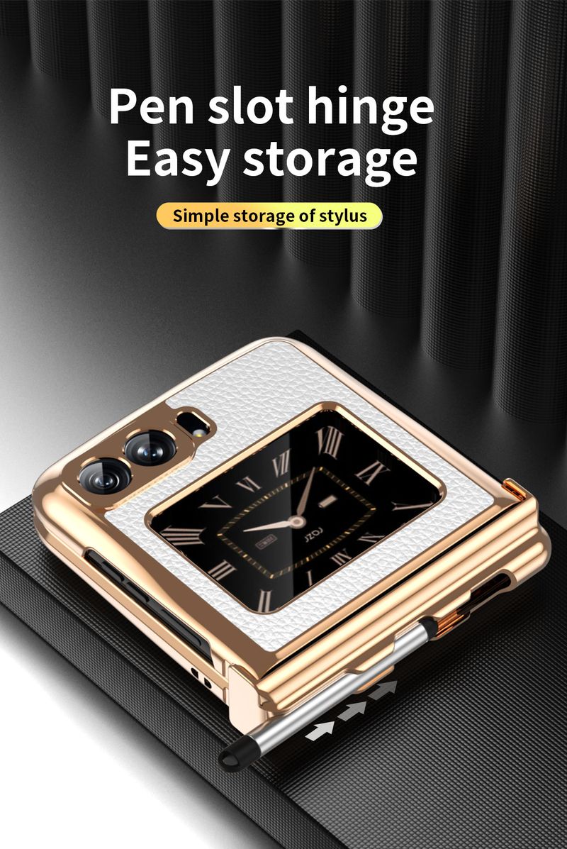 Für Moto Motorola Razr 2022 Luxus Galvanisierte Leder Business Pen Stylus Telefon Fall Abdeckung_voghion.com