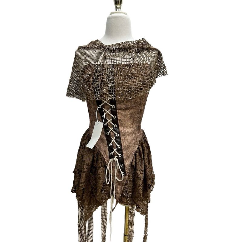 Audday Wasteland Dune Hot Girl Vintage Tie-Dye Irregular Lace-Up Tube Top Shorts + Shawl Headscarf Set_voghion.com