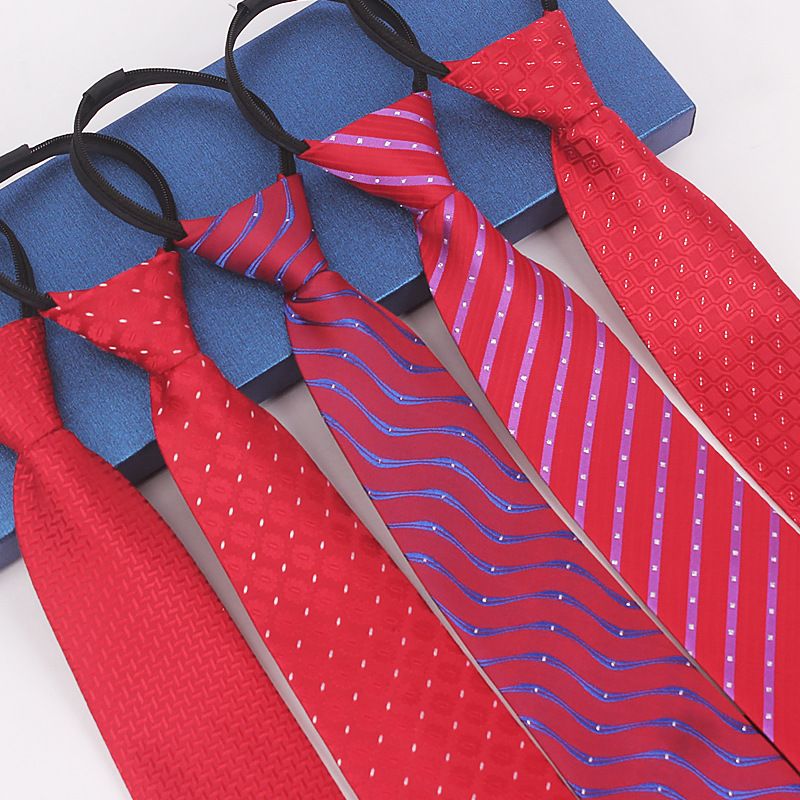 Cravatta con cerniera senza nodo Shaoxing Shengzhou di alta qualità, 8 cm, da uomo, 7 cm, stile business, formale, casual, blu, rosso e nero_voghion.com