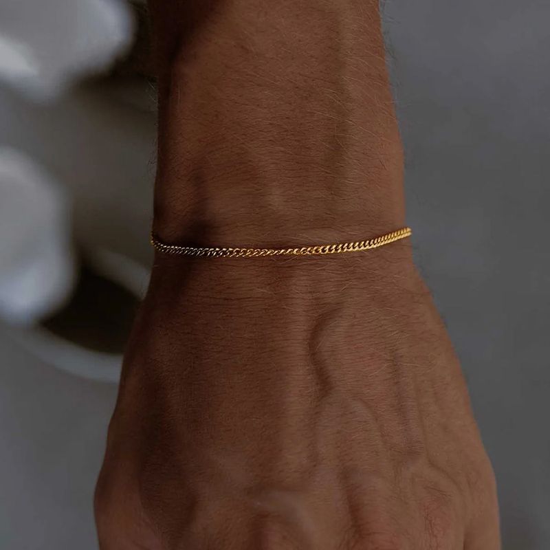 Bracciale da uomo St.delan in acciaio inossidabile con catena cubana, semplice e alla moda, regolabile e resistente alla luce_voghion.com