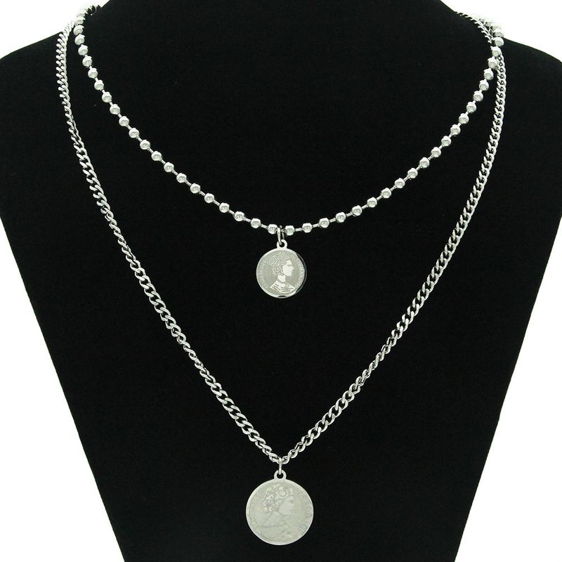 Collana con ciondolo a doppio strato, stile retrò europeo e americano, con perline cubane, per donna, alla moda, con catena per clavicola_voghion.com