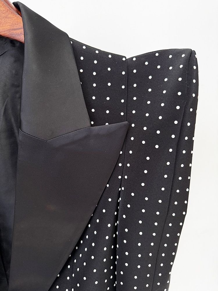 GraceChic In Stock 2025 Early Spring New Style Personality Shrug Dot Slim Fit Blazer Jacket Heavy Pearl Beaded Half Skirt_voghion.com