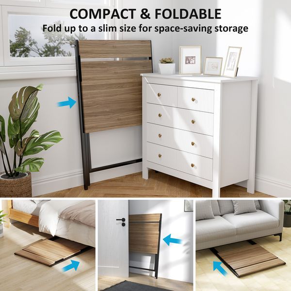HOMCOM Folding Computer Desk, 27.6' Foldable Desk With Monitor Shelf For Small Space, Home Office, Study, Easy Assembly, Walnut_voghion.com